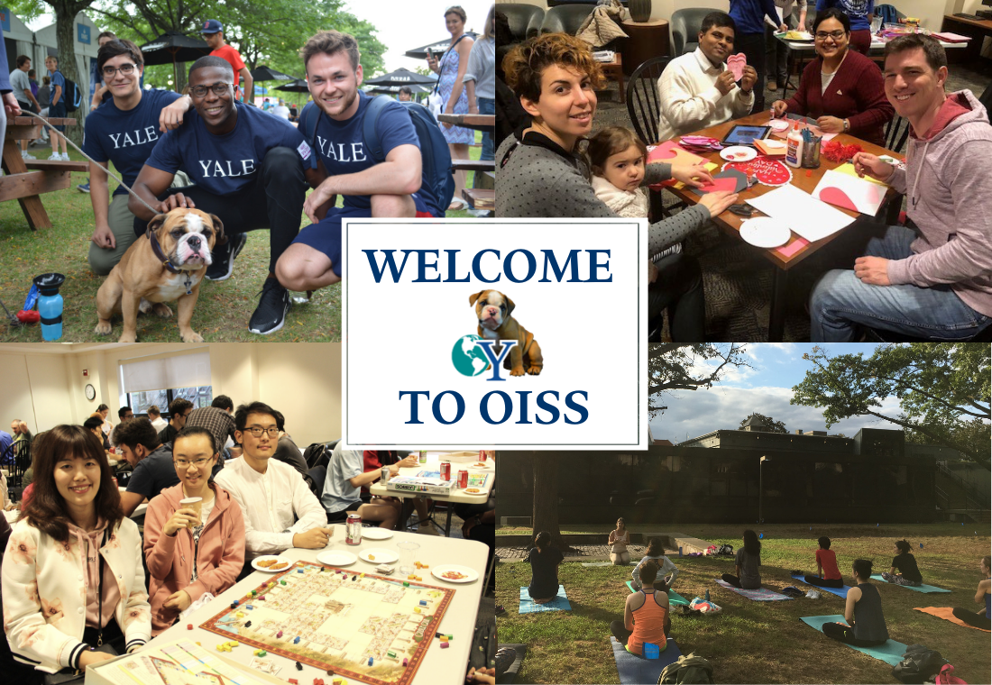 Grid of four photos depicting a mix of international student events