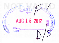 Passport Stamp with F1 notation and duration of status notation