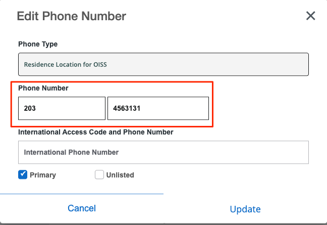 Example of phone number