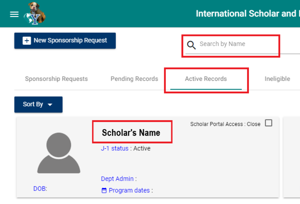 Search in OISS connect using only one name and select the active scholar record you wish to extend