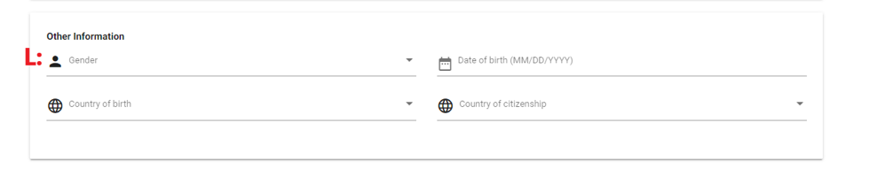 Fill out biographical information. Only the Date of birth is required. Be careful to enter it in the right format(Month, Day, Year)