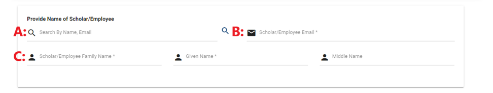 Search for scholar by name, email or family name