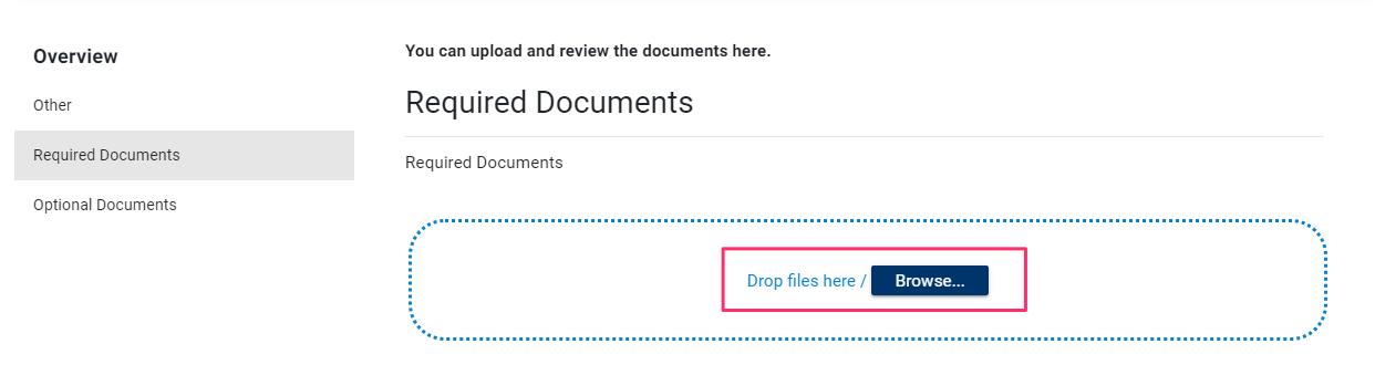 documents upload section