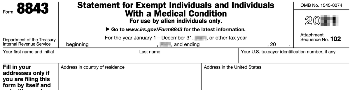 IRS Form 8843  Office of International Students & Scholars