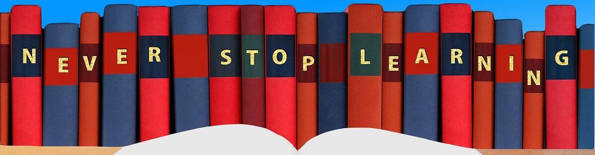 'Never Stop Learning' on books